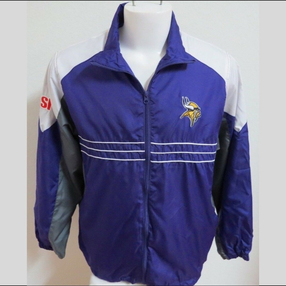 Sz L Vikings Reebok Men #183 Windbreaker Jacket